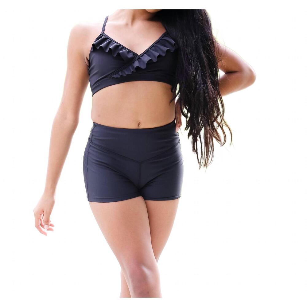 NEW OH LA LA DANCEWEAR ella criss-cross bra top in black